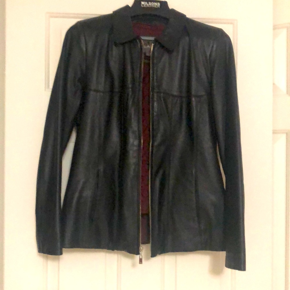 Wilson’s leather black 90s leather jacket size S with insulated vest